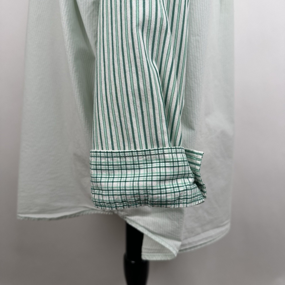 American Eagle Oversize Button Down Shirt Green White Contrast Stripe XXL Cotton - Picture 9 of 13